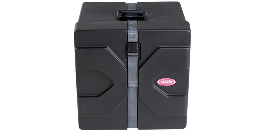 12 x 14 marching snare drum protective case with durable molded exterior and Sure grip handle, ideal for percussion transport and storage.