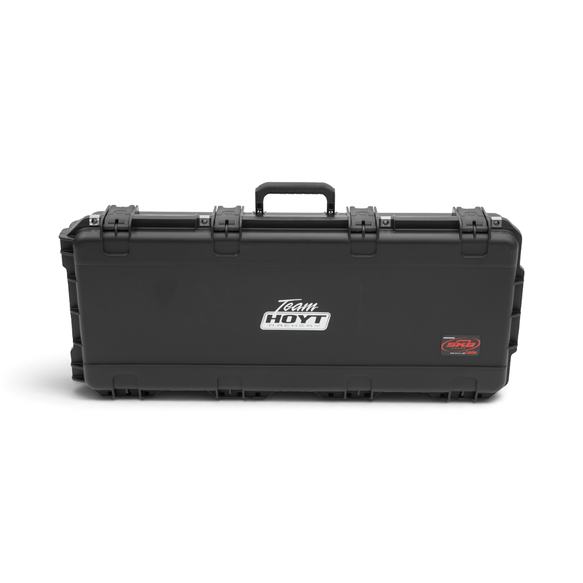 SKB Cases iSeries 3614-6 Hoyt black waterproof bow case with Team Hoyt logo and durable injection-molded design.