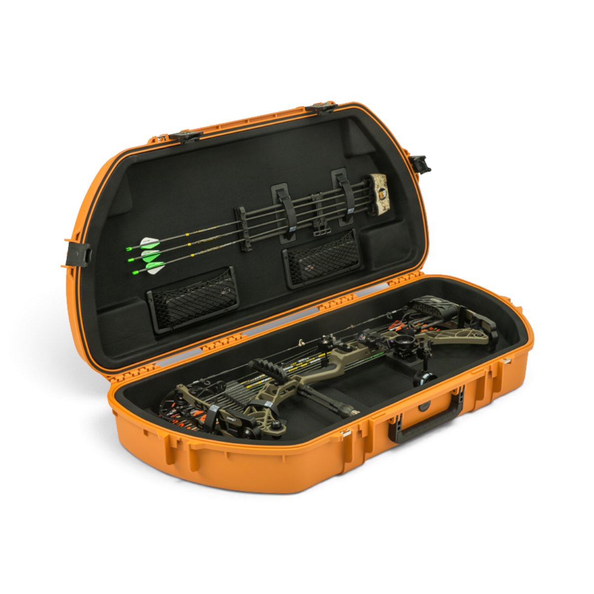 SKB Cases Pro Series coyote brown waterproof bow case with interior arrow storage and mesh accessory pockets