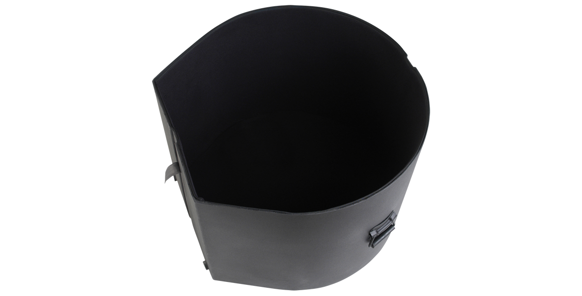 Interior view of Marching Bass Drum Case - Durable Protection | Roto-molded with soft lining to prevent drum scratches and damage.