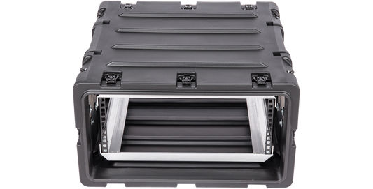 Front-facing 4U RS Series Shock Rack - 20 Inch Deep, featuring shockproof interior and durable watertight housing for sensitive equipment.