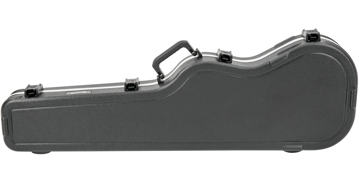 Side profile of closed Precision Jazz Bass Case - TSA Lock Protection, showing ergonomic handle and reinforced hinges for travel durability.