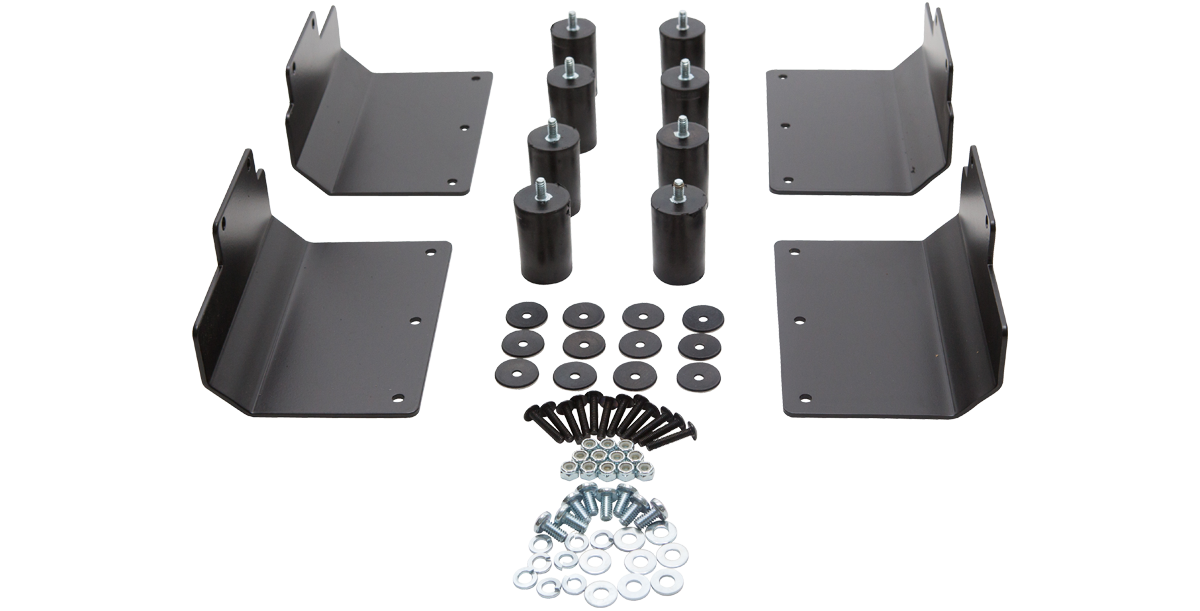 Heavy Duty Payload Kit for 3SKB Shock Racks includes load spreaders, shock mounts, and fasteners for 150-300 lbs capacity and vibration isolation.