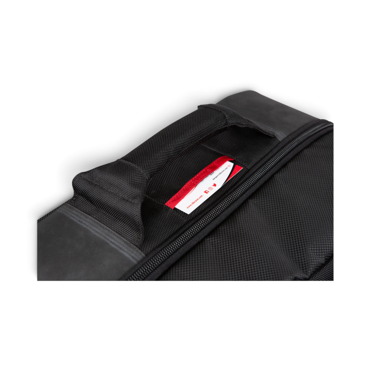 SKB Cases Bow Traveler black padded archery case handle with integrated business card slot