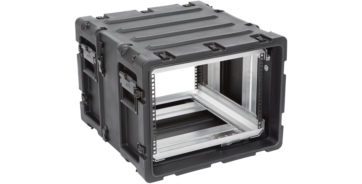 20-inch Shock Rack Case with reinforced corners and open access, designed for watertight and heat-resistant electronics protection.