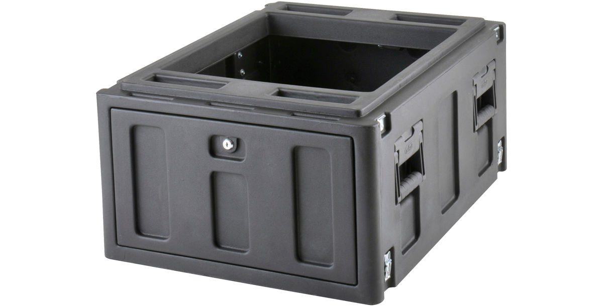 Mighty GigRig Expander Rack - 12U Space shown with lockable front door and side handles, built for secure gear storage.