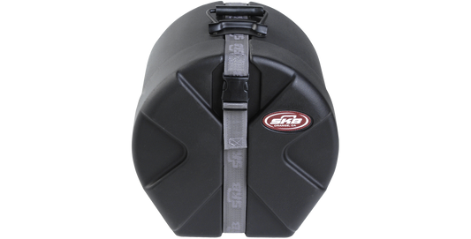 9 x 10 tom case with durable roto-molded shell and secure strap closure, ideal for protecting percussion instruments during transport.
