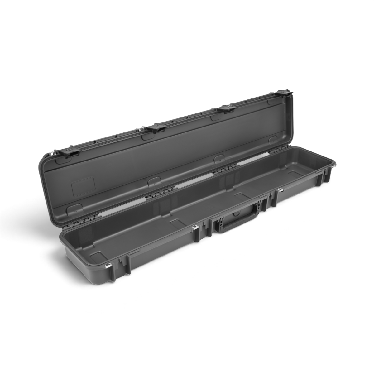 SKB Cases iSeries 4909-5 Overland waterproof equipment case in charcoal grey with open lid and trigger latch system.
