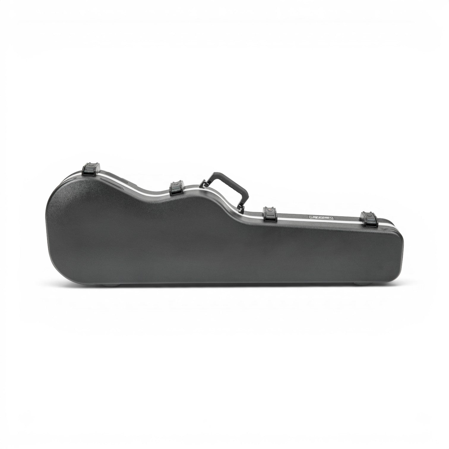Rear view of closed Precision Jazz Bass Case with TSA Lock, emphasizing rugged exterior and molded contours for bass guitar protection.
