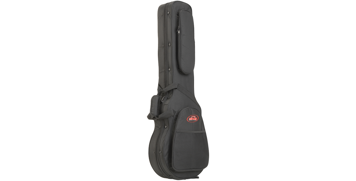 Angled side view of Les Paul Guitar Soft Case highlighting reinforced edges, padded handle, and weather-resistant construction.