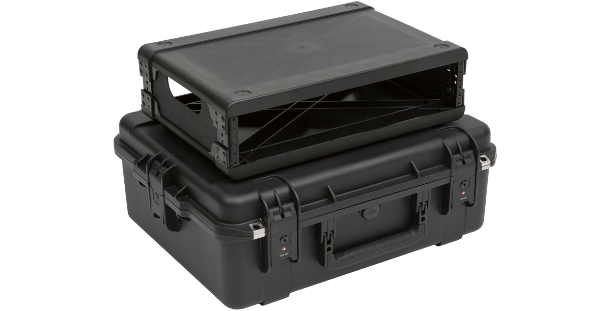 Injection Molded Fly Rack 2U Case with shock rack removed, highlighting interior support structure and rugged build.