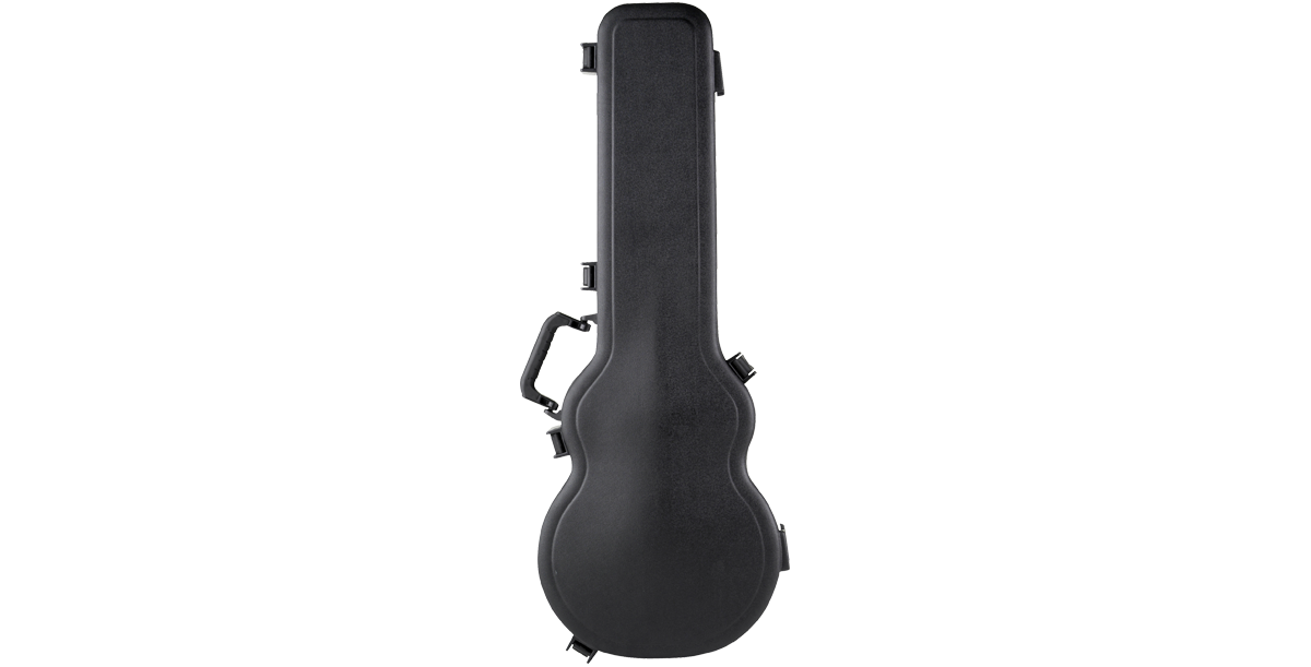 Rear view of the Les Paul® Guitar Case highlighting its contoured design and reinforced edges for safe guitar transport.