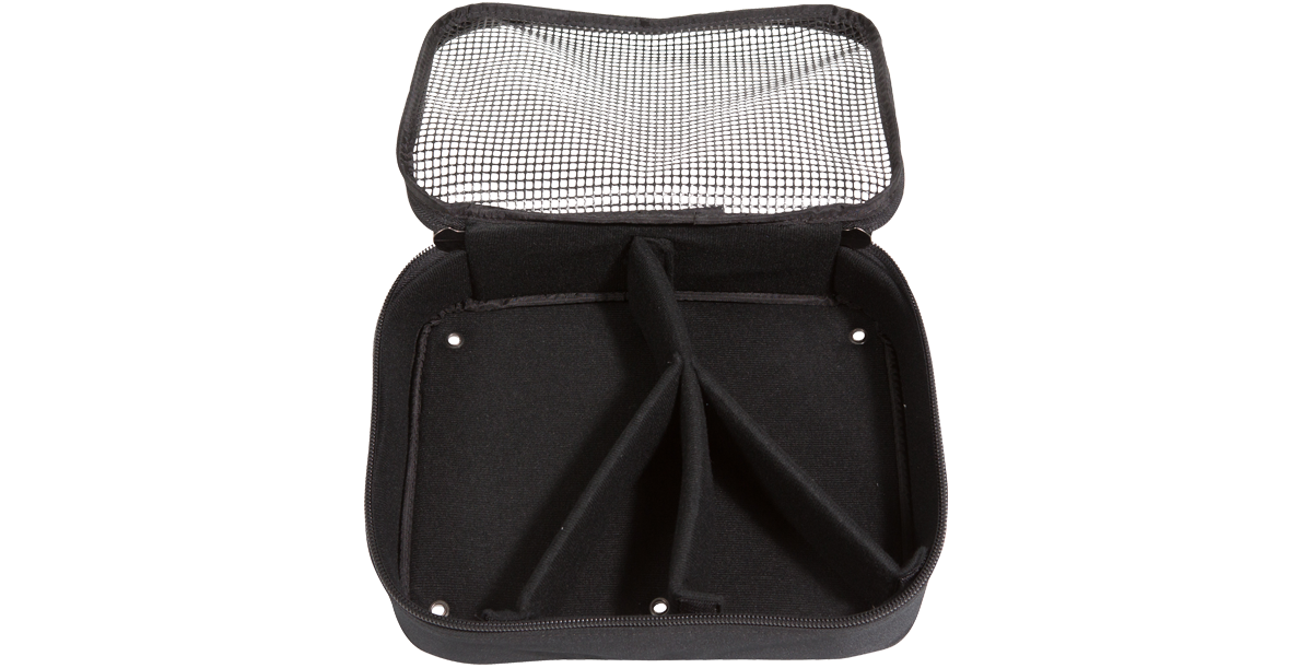 Caster Accessory Bag with compartments for SKB Shockracks, open view showing padded dividers for organized caster storage.