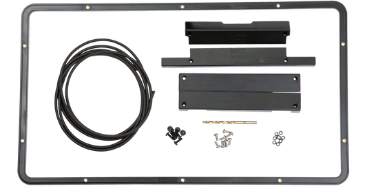 iSeries Panel Mount Kit for 3i-2011 cases includes gasket, drill bit, mounting hardware, and panel brackets for secure flush installation.