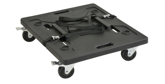 Shockmount Caster Kit - Roto Caster with locking wheels and molded board for transporting 20" SKB Shock Racks. Includes straps for secure stacking.