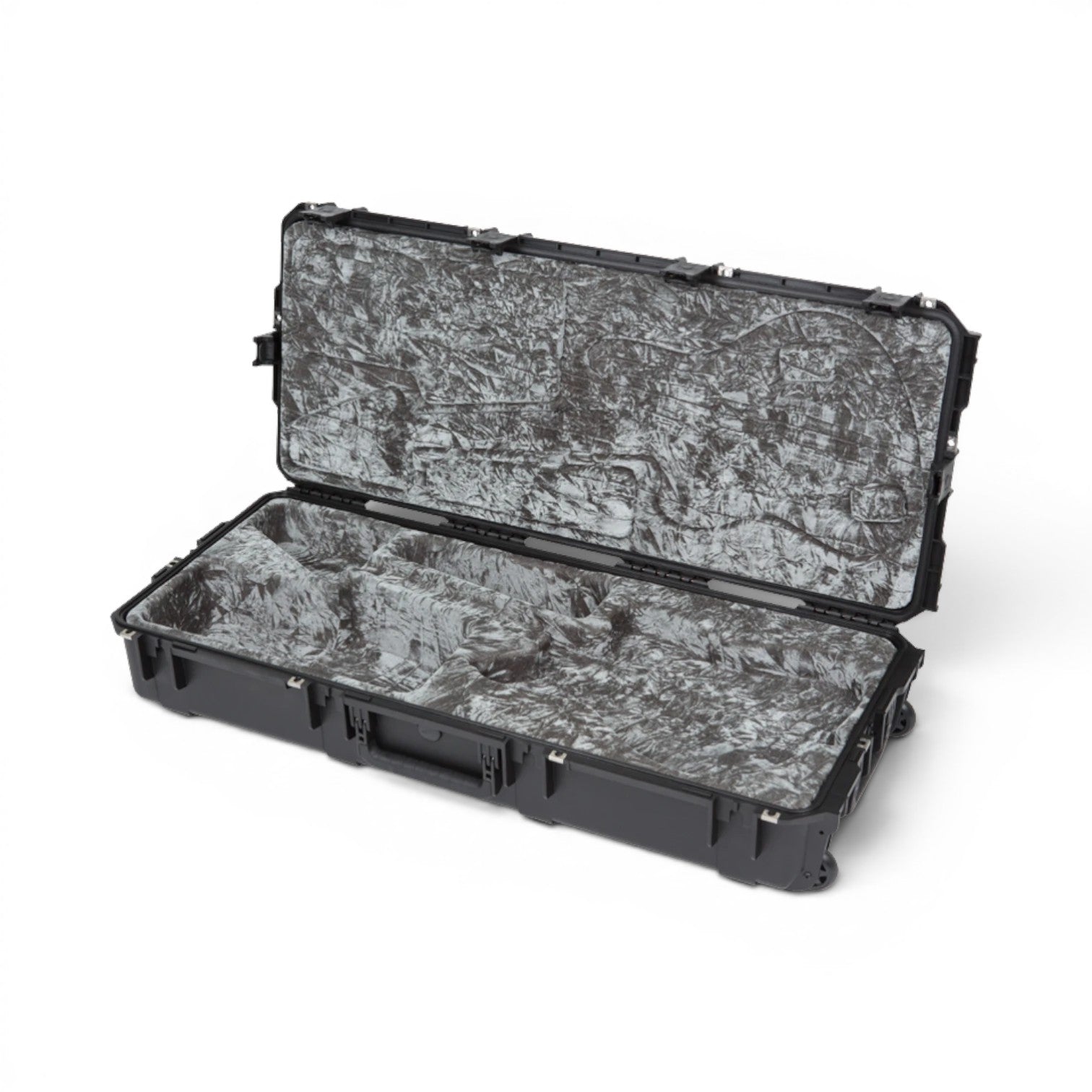 Open SKB iSeries waterproof case for Jaguar Jazzmaster guitars, showing rugged build and molded interior for shock-resistant protection.