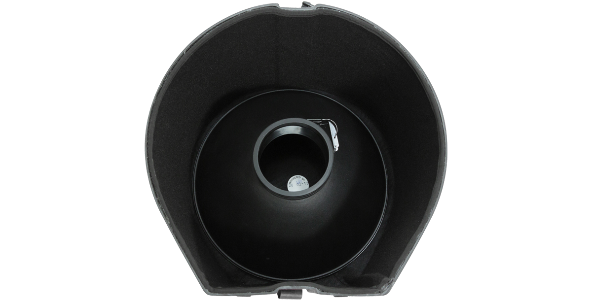 Interior view of 12 x 12 Drum Case - Durable Roto-Molded showing padded lining and drum accessory fit for maximum protection.