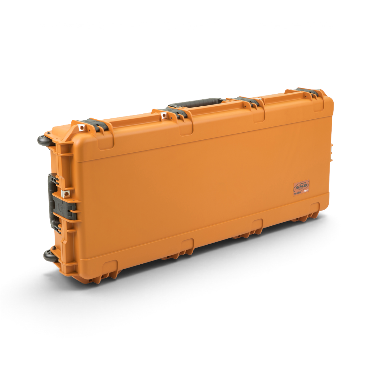 SKB Cases Pro Series coyote brown double bow and rifle case with heavy-duty latches and wheels on a white background