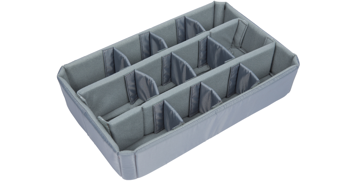 Angled view of iSeries 1610-5 Divider Set - Think Tank Design, ideal for organizing household appliance accessories in protective SKB cases.