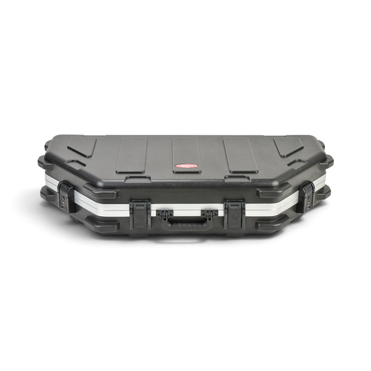 SKB Cases ATA parallel limb bow case in black with durable fiberglass reinforced nylon latches and rubber handle.