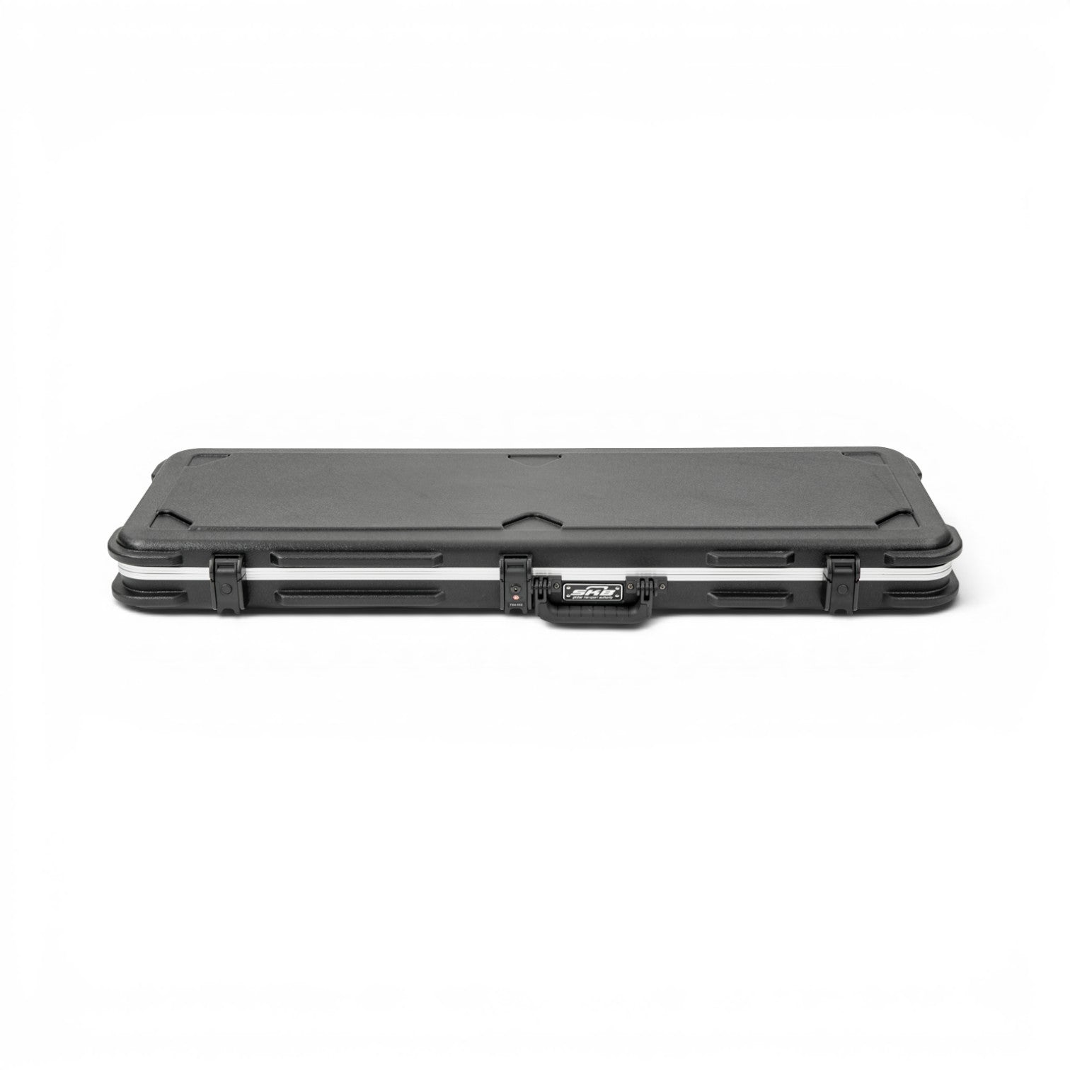 Electric Bass Case - Universal Fit shown closed from front view, featuring TSA-approved locking latch and durable shell.