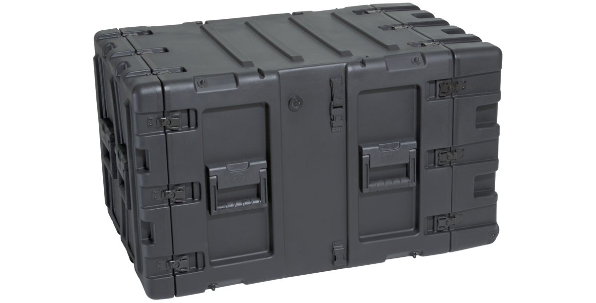 Side angle of 24-Inch Shockproof Rack Case highlighting durable molded construction and multiple locking latches.