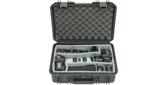 iSeries Waterproof Case 1711-6 loaded with camera gear, demonstrating customizable foam for secure transport.