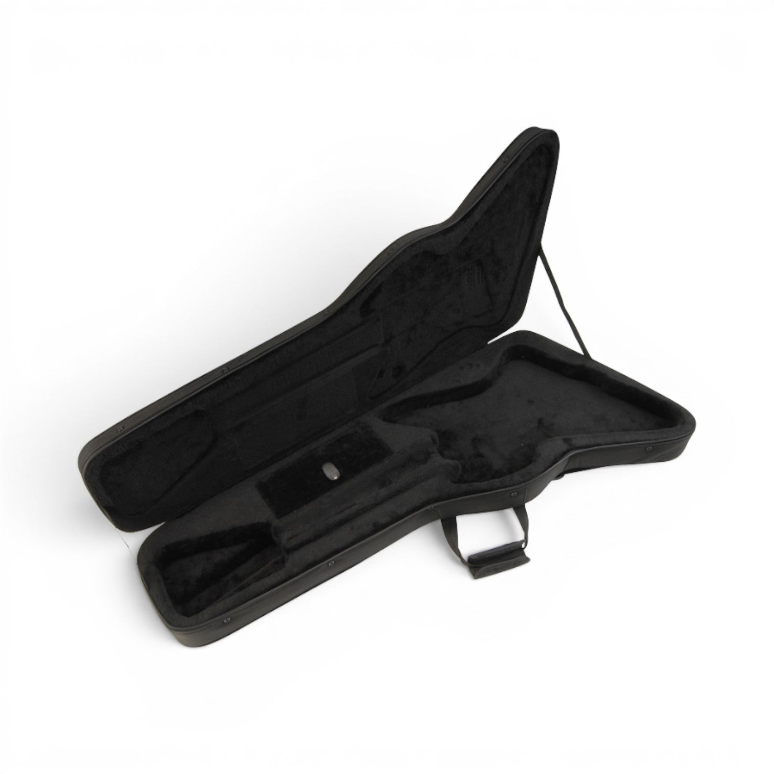 Open Explorer & Firebird Guitar Soft Case showing custom-molded interior for snug fit and secure electric guitar protection.