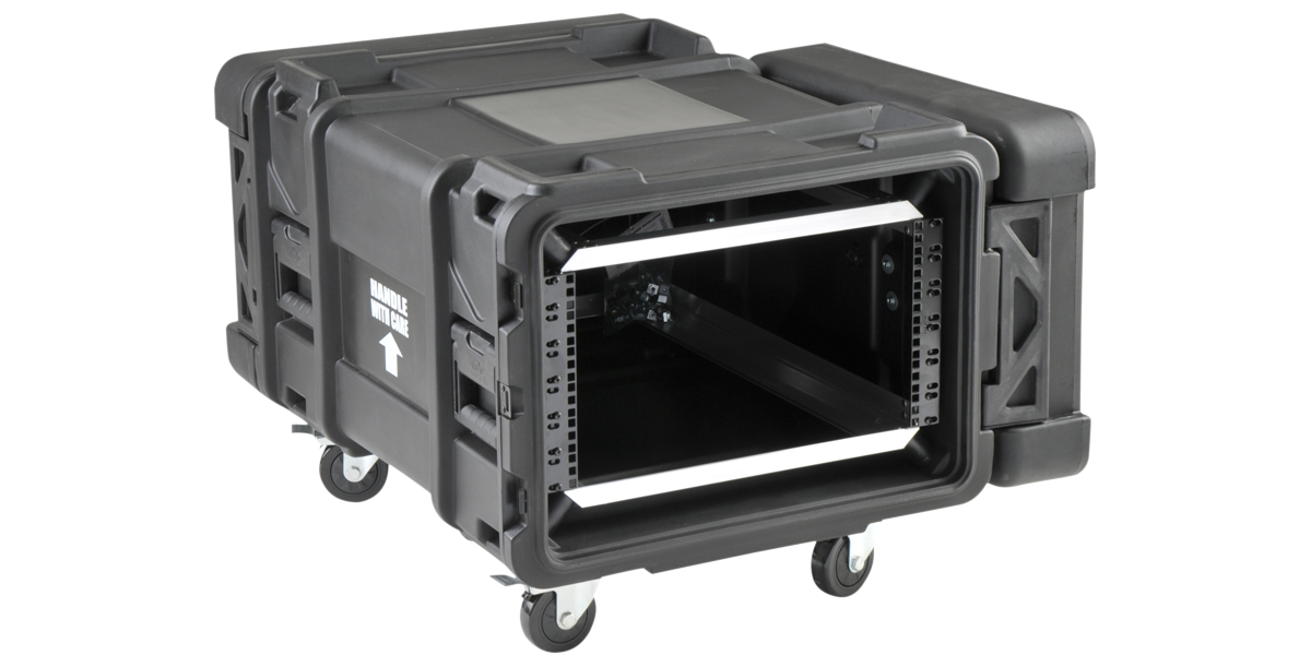 Open 6U rSeries shock rack with deep frame and dual lid access, designed for IT, server, and pro-audio transport needs.
