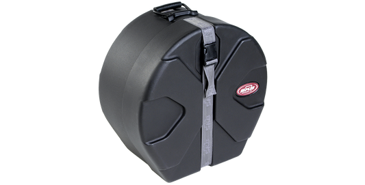 14 x 18 marching bass drum case with durable roto-molded shell and secure strap, ideal for percussion transport and protection.