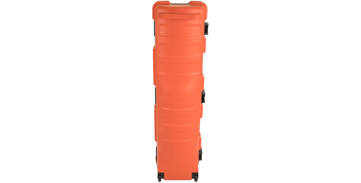 Rear view of ATA Staff Pro XL Golf Travel Case displaying its tall, cylindrical shape and rugged construction for club safety.