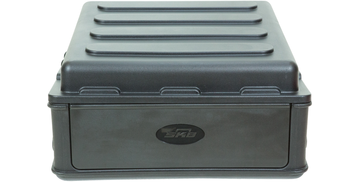 Top-down view of closed 10U Mixer Rack Case with ribbed hard lid, ideal for protecting audio gear during transport.