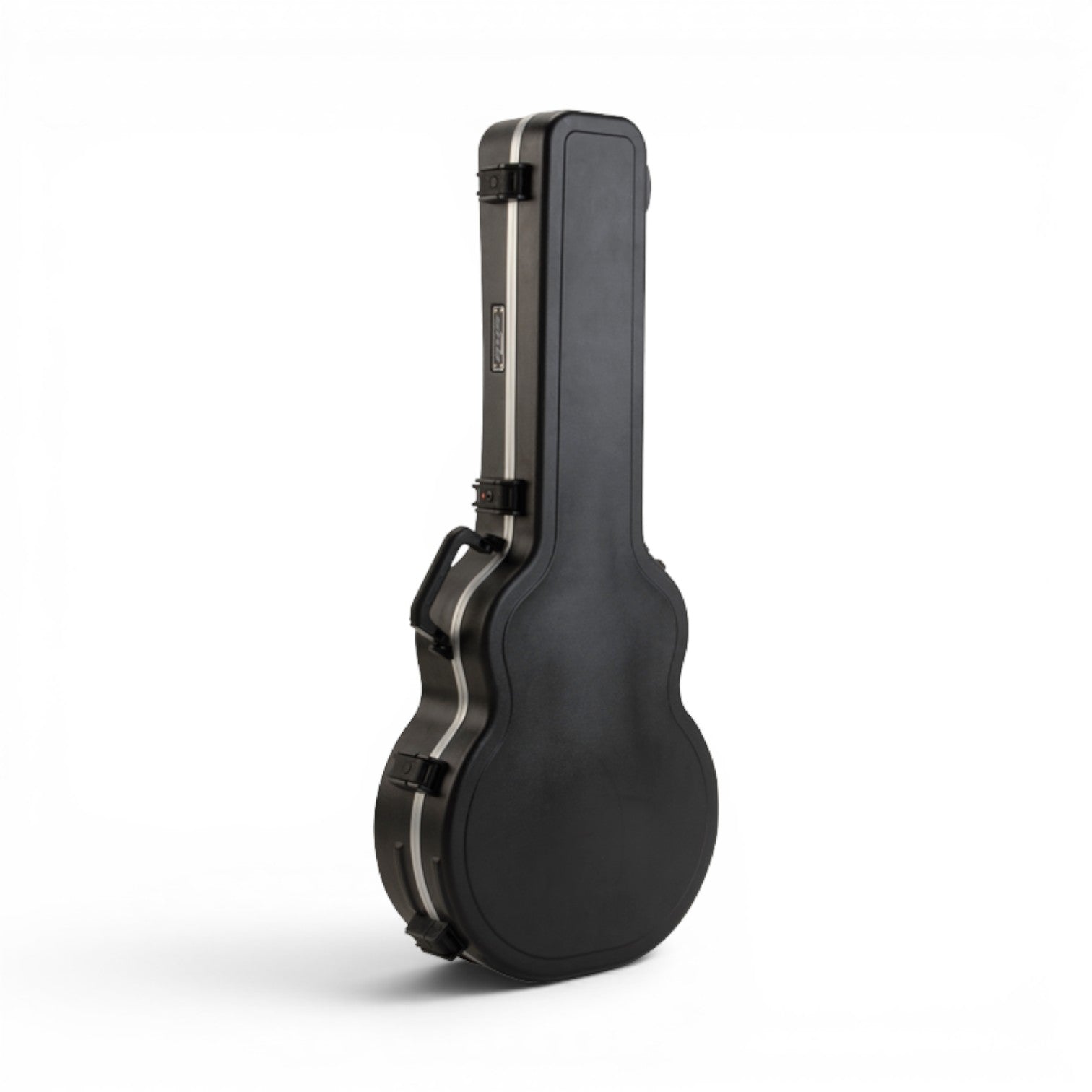 Universal Jumbo Guitar Case - Superior Protection shown closed with reinforced latches and ergonomic handle for secure transport.