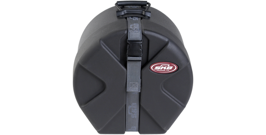 Roto-Molded Snare Case - 6x12 with secure strap and SKB logo, designed for upright stability and durable drum protection.