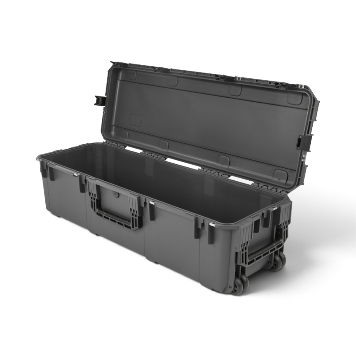 SKB Cases iSeries 4213-12 Overland charcoal grey waterproof rolling equipment case with open lid