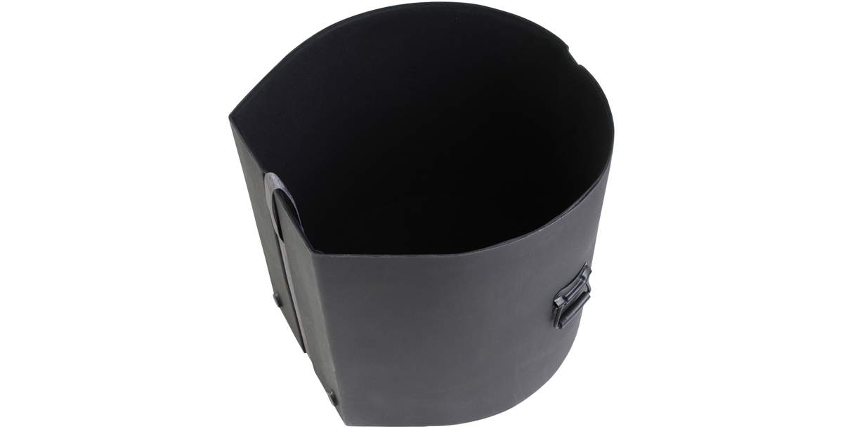 Open top view of 18 x 20 bass drum case displaying spacious interior for secure drum placement and protection.
