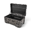 SKB Cases rSeries 4024-24 black roto-molded military-standard shipping case with open lid and stainless steel latches.