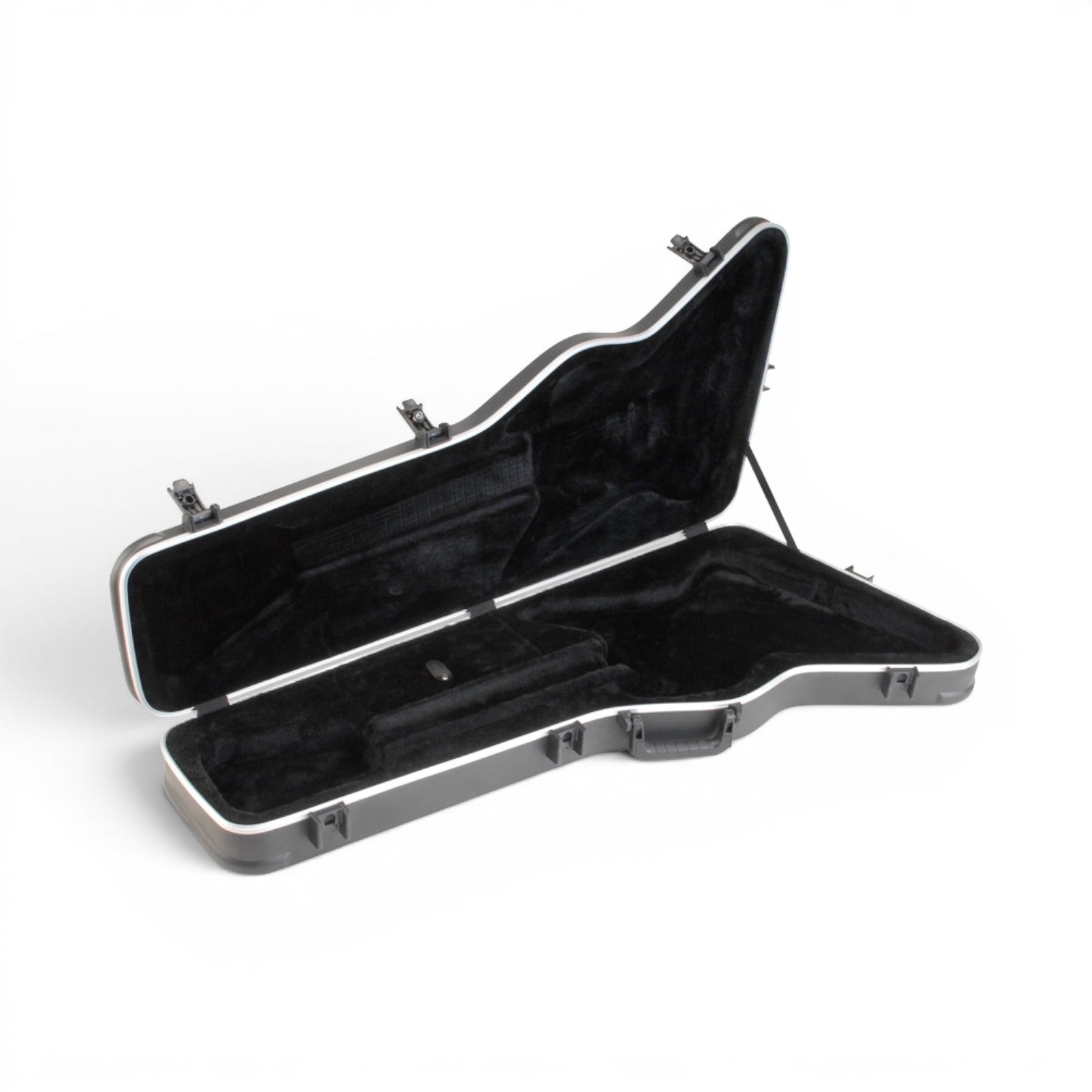 Firebird Guitar Case - Hardshell Protection with plush black interior and molded ABS shell, ideal for Explorer® guitars and pointy styles.