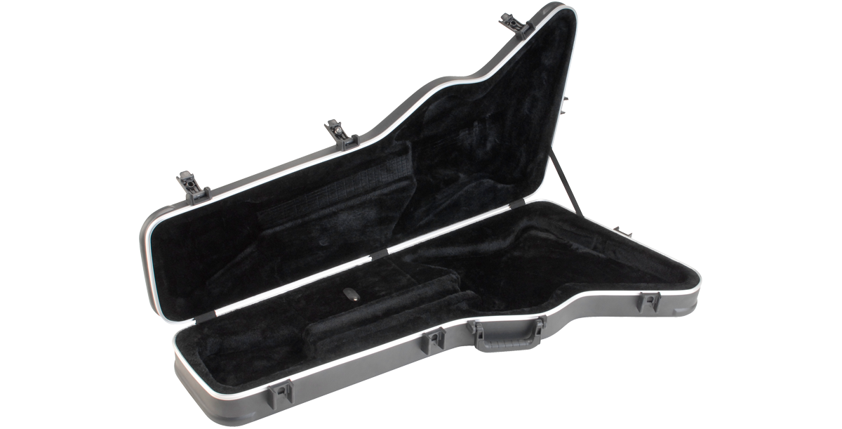 Firebird Guitar Case - Hardshell Protection with plush black interior and molded ABS shell, ideal for Explorer® guitars and pointy styles.