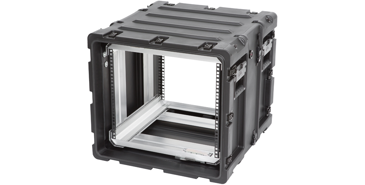 20-inch shock rack case with side perspective showing dual handles and durable construction for sensitive equipment transport.