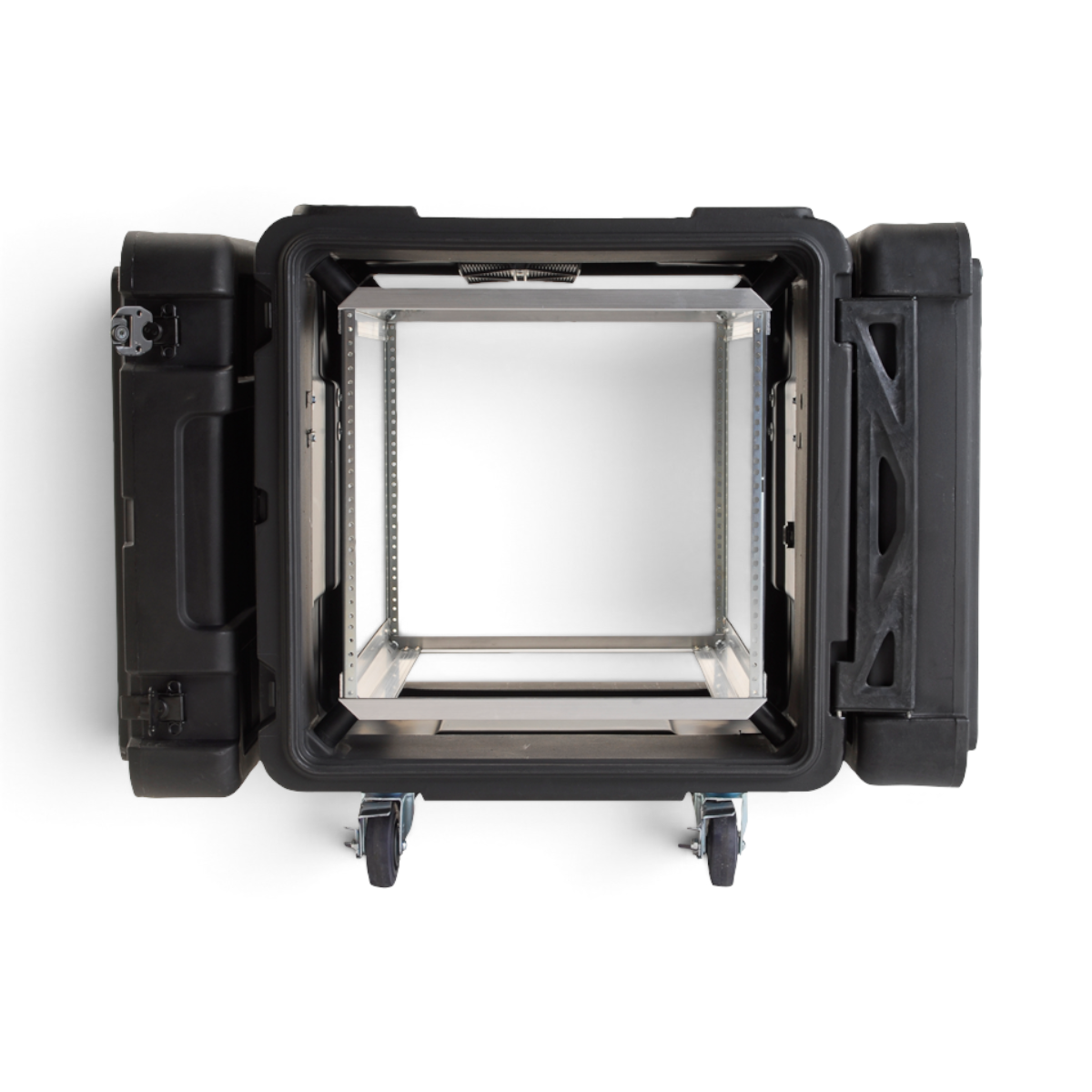 24-Inch Shock Rack Case with open front view showing aluminum chassis and deep interior for secure IT and server equipment storage.