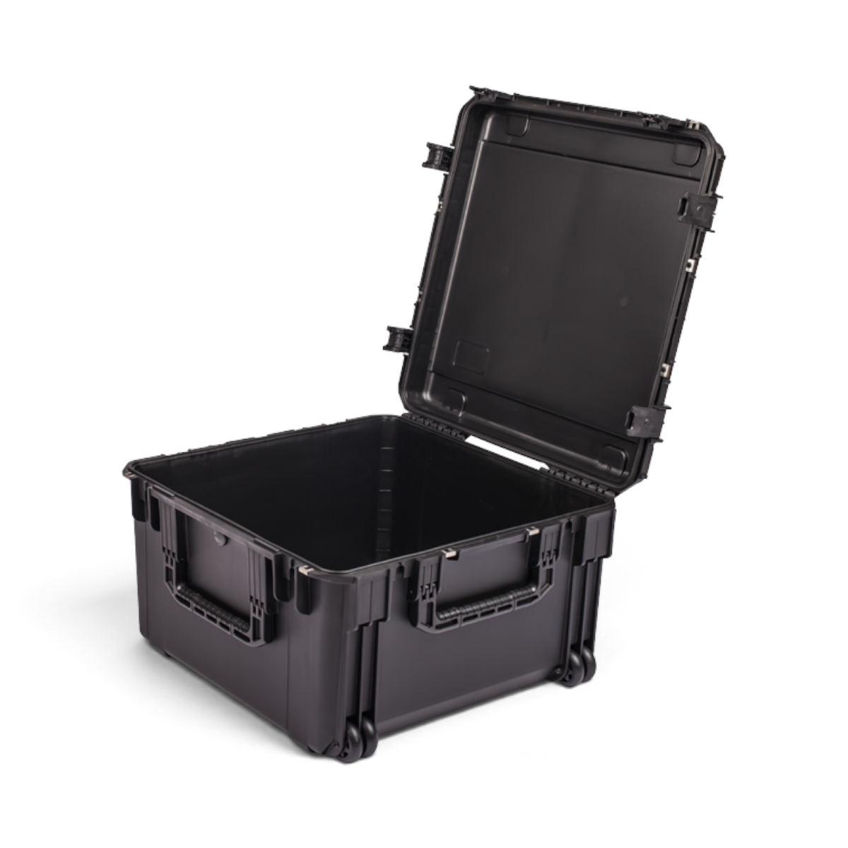 SKB Cases iSeries 2424-14 black waterproof injection molded polypropylene equipment case with lid open
