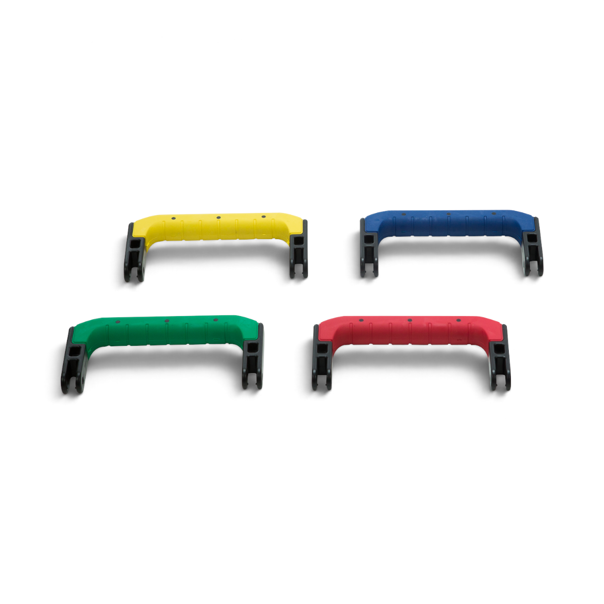 SKB Cases iSeries HD80 medium replacement handles in yellow, blue, green, and red for color-coding equipment cases.