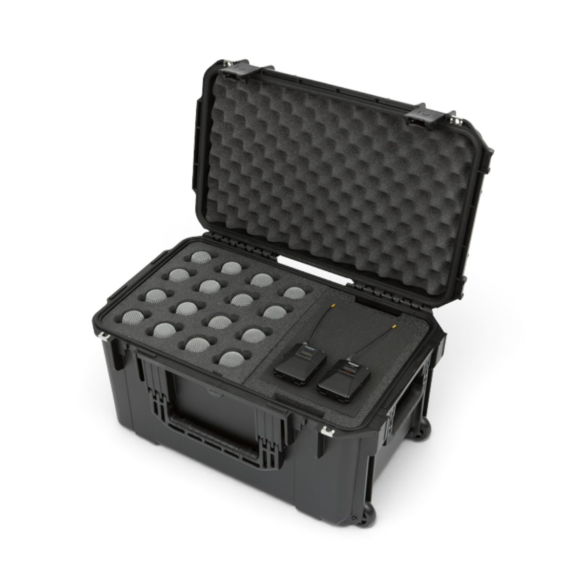 SKB Cases iSeries waterproof wireless microphone case with custom foam interior for 16 mics and body pack transmitters