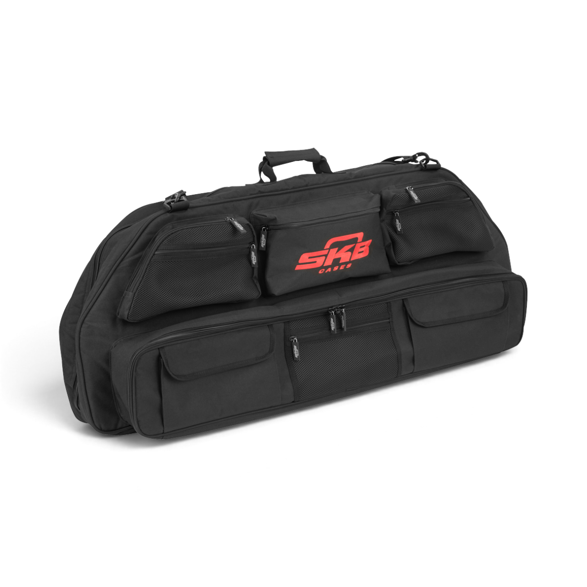 SKB Cases black archery bow bag with multiple exterior accessory pouches and a removable shoulder strap