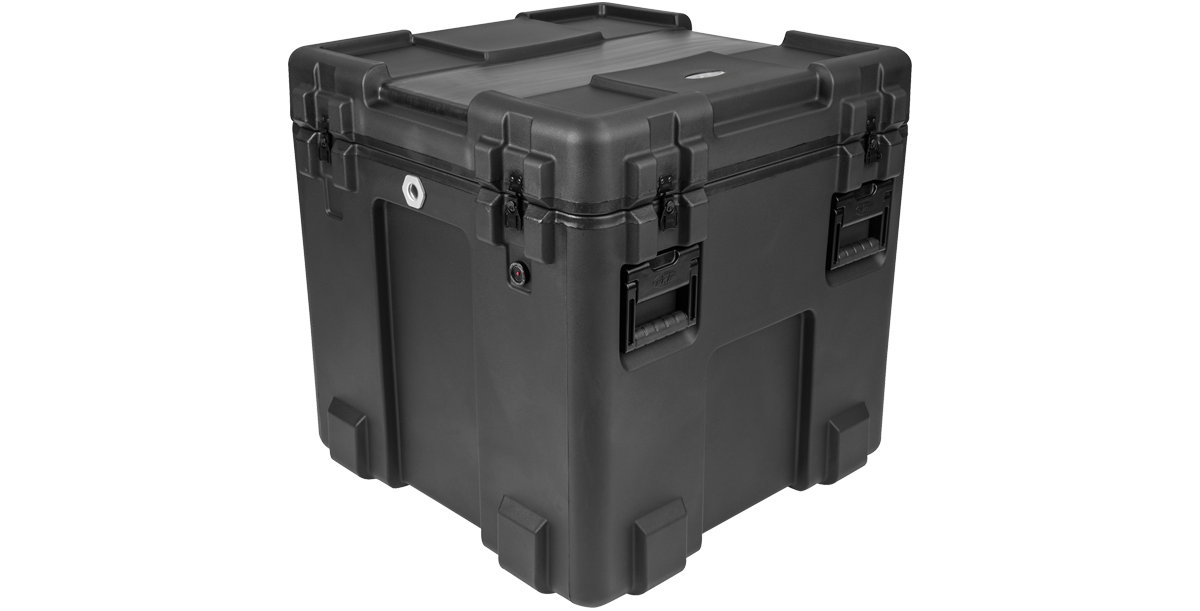 Full exterior of black single-lid case with rSeries TA446 Viewing Port for durable and secure visual access to stored items.