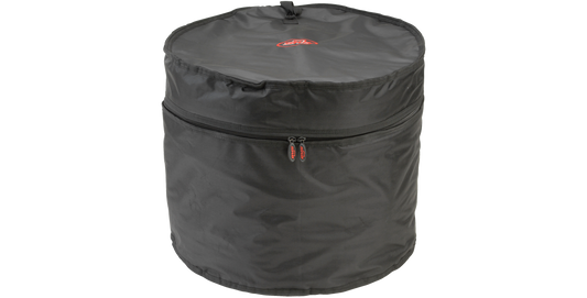 16 x 22 Bass Drum Gig Bag made from durable ballistic nylon with dual zippers and padded cylindrical design for secure drum transport.