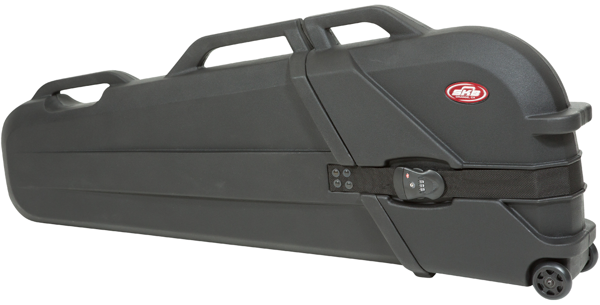 Durable ATA Bass Case featuring TSA-approved lock and ergonomic handles, perfect for traveling musicians needing secure gear transport.