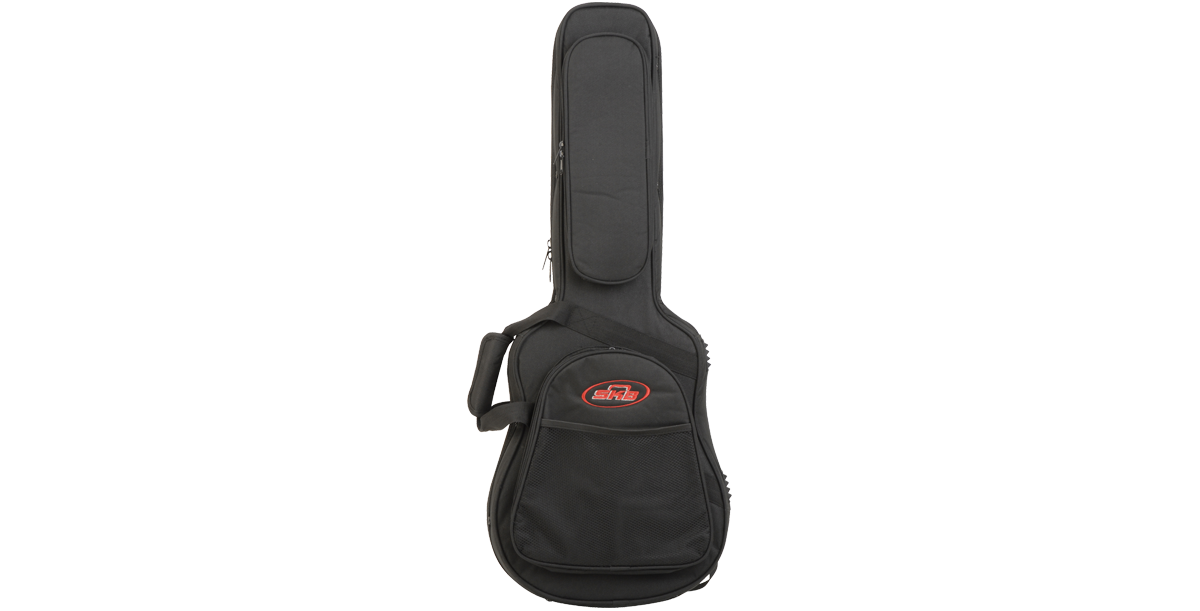Front view of Soft Case for Baby Taylor/Martin LX featuring a zippered pocket and durable handle for secure guitar transport.