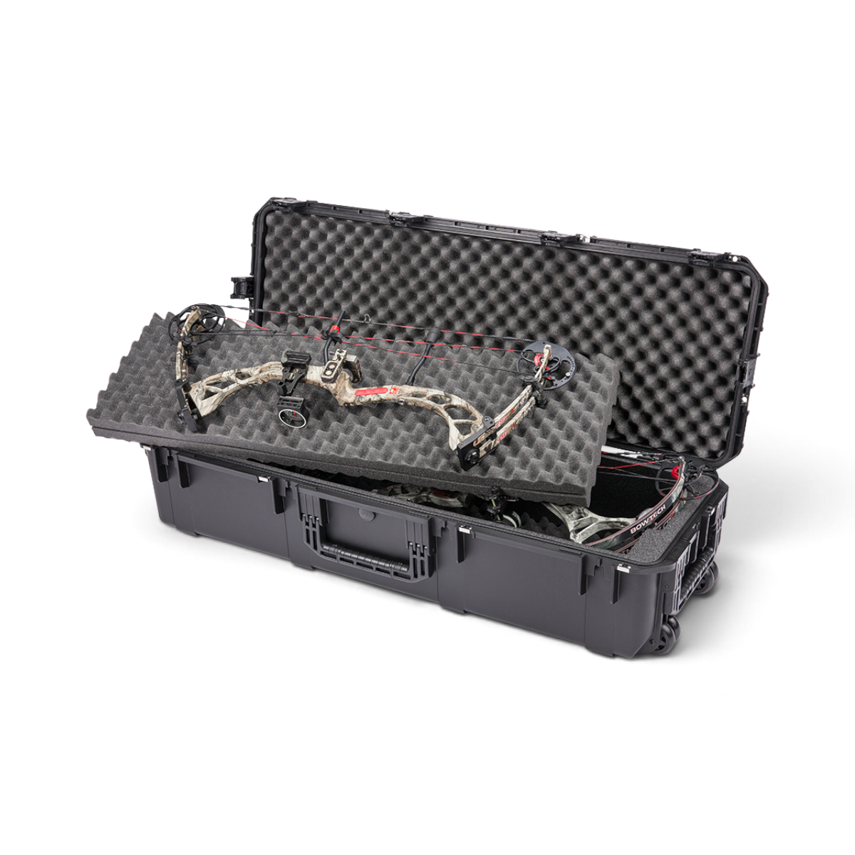SKB Cases iSeries 4414-10 waterproof double bow case in black with foam interior holding two compound bows